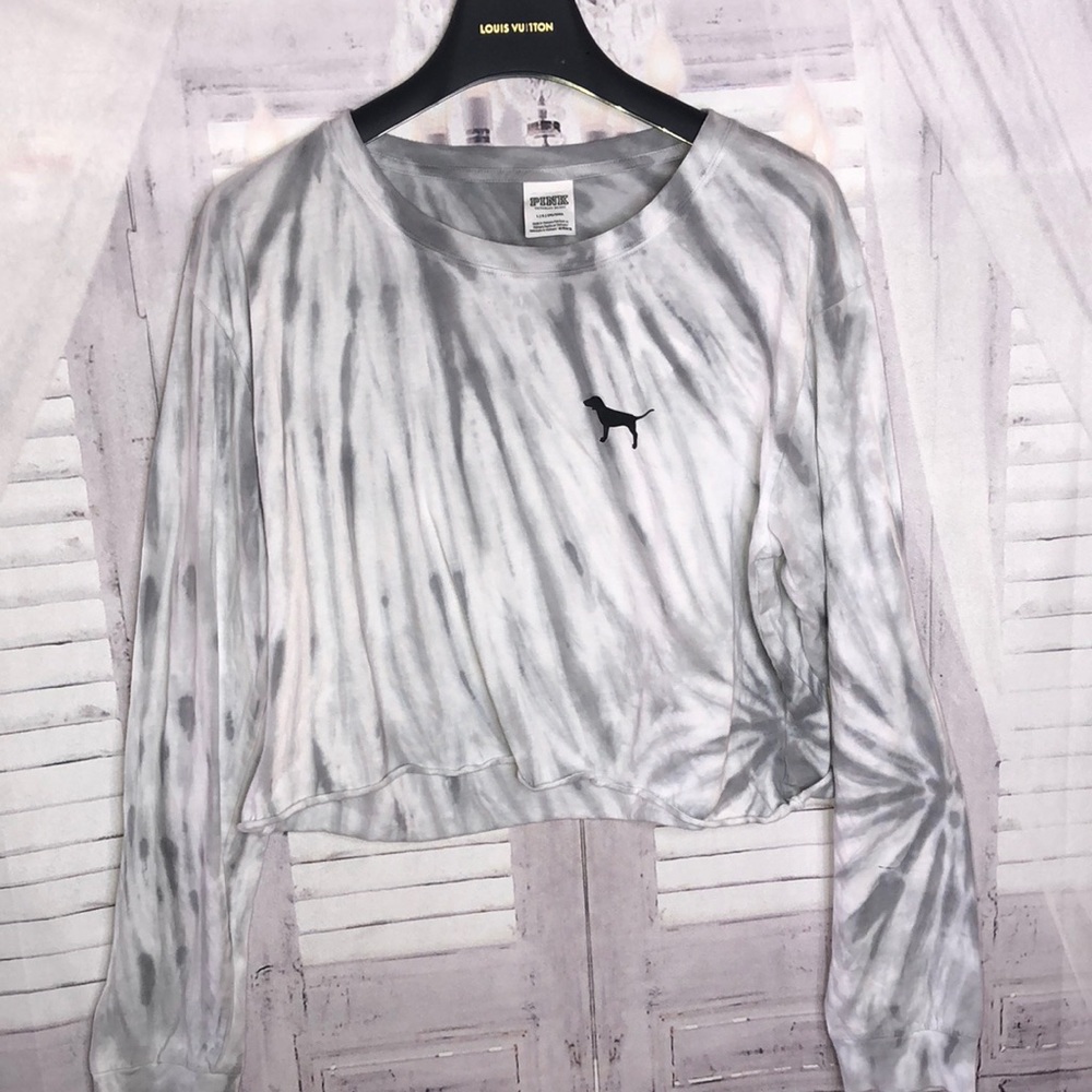 Pink - white and grey tye dye crop tee